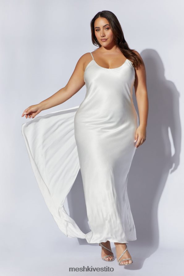 Meshki Maxi abito kailey con schiena scollata e strascico con fiocco staccabile vestiario bianco 6L048P96