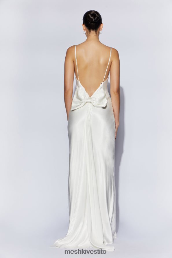Meshki Maxi abito kailey con schiena scollata e strascico con fiocco staccabile vestiario bianco 6L048P96