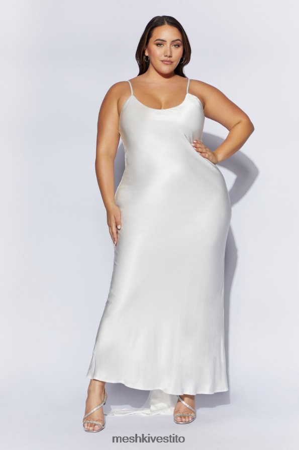 Meshki Maxi abito kailey con schiena scollata e strascico con fiocco staccabile vestiario bianco 6L048P96