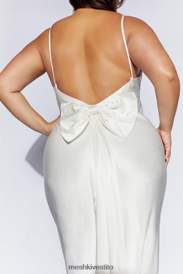 Meshki Maxi abito kailey con schiena scollata e strascico con fiocco staccabile vestiario bianco 6L048P96