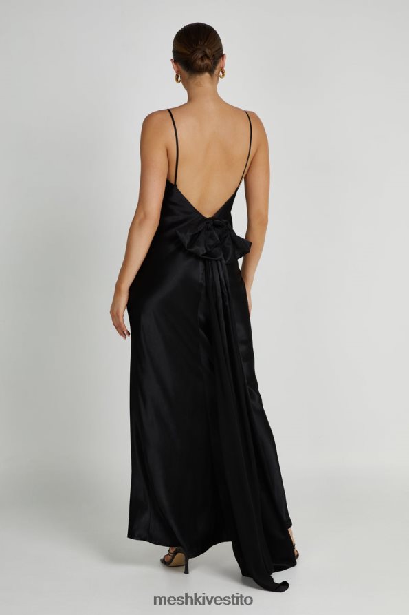 Meshki Maxi abito kailey con schiena scollata e strascico con fiocco staccabile vestiario nero 6L048P190