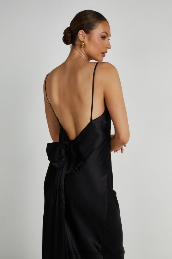 Meshki Maxi abito kailey con schiena scollata e strascico con fiocco staccabile vestiario nero 6L048P190