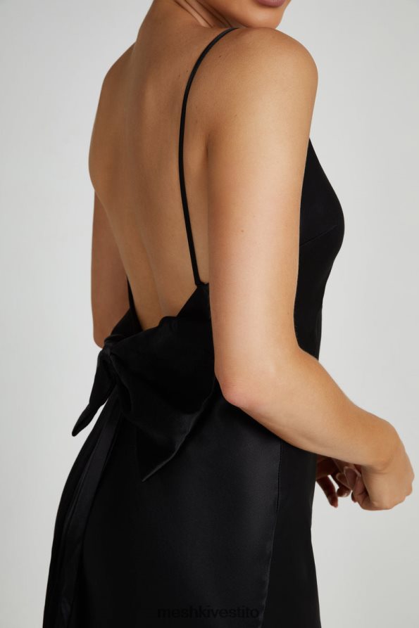 Meshki Maxi abito kailey con schiena scollata e strascico con fiocco staccabile vestiario nero 6L048P190