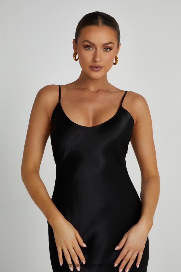 Meshki Maxi abito kailey con schiena scollata e strascico con fiocco staccabile vestiario nero 6L048P190