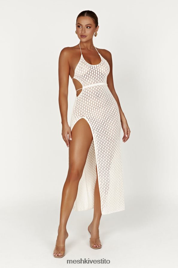 Meshki Maxi vestito all'uncinetto con cut-out Malia vestiario crema 6L048P698