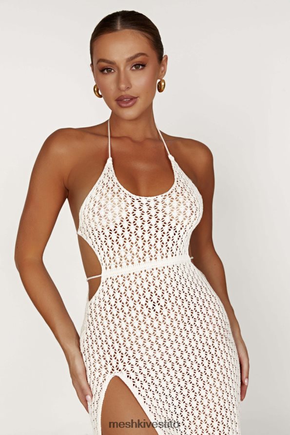 Meshki Maxi vestito all\'uncinetto con cut-out Malia vestiario crema 6L048P698