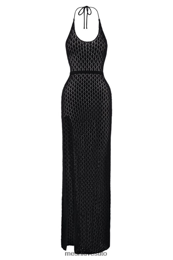Meshki Maxi vestito all\'uncinetto con cut-out Malia vestiario nero 6L048P728