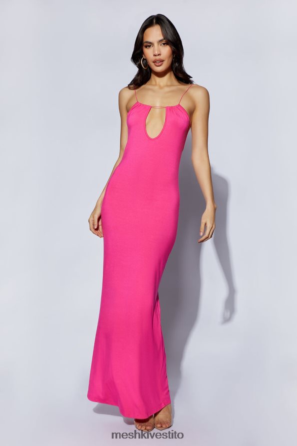 Meshki Maxi vestito kirsty con spalline circolari e ritaglio vestiario fucsia 6L048P622