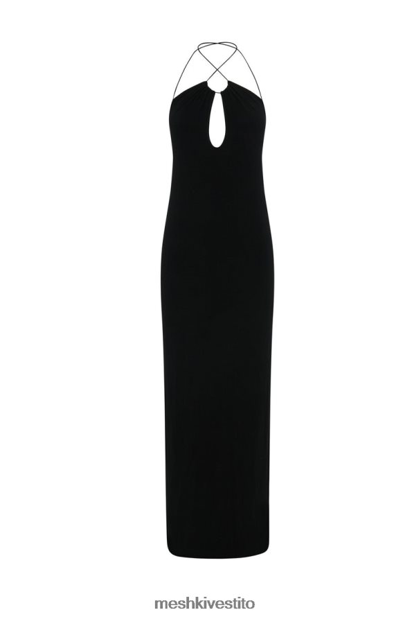 Meshki Maxi vestito kirsty con spalline circolari e ritaglio vestiario nero 6L048P452