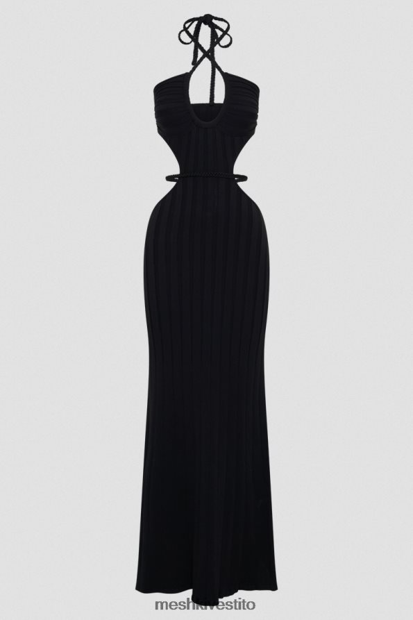 Meshki Minerva maxi abito in maglia con cut-out vestiario nero 6L048P290