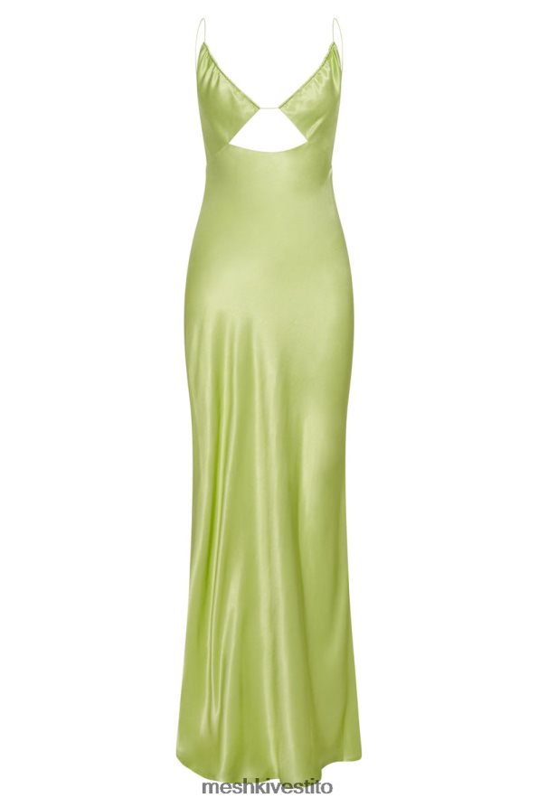 Meshki Sadie maxi abito sottoveste in raso con scollo all\'americana e balze vestiario verde pistacchio 6L048P544