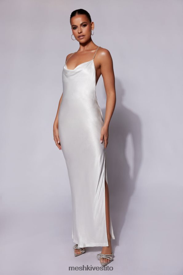 Meshki Sera diamante maxi abito con schiena scollata vestiario bianco 6L048P116