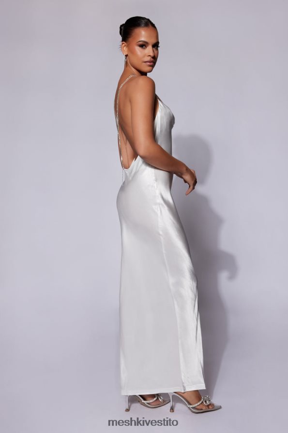 Meshki Sera diamante maxi abito con schiena scollata vestiario bianco 6L048P116