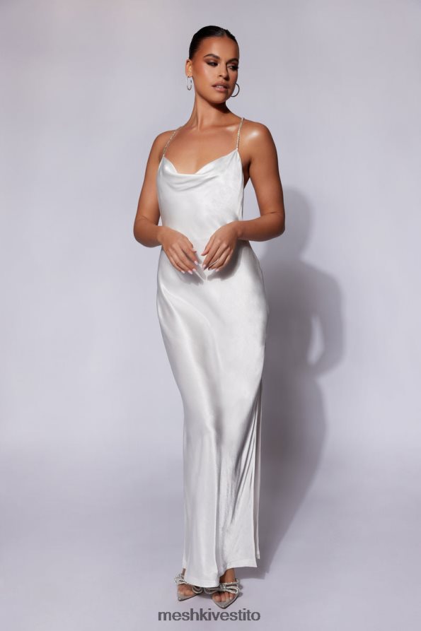 Meshki Sera diamante maxi abito con schiena scollata vestiario bianco 6L048P116