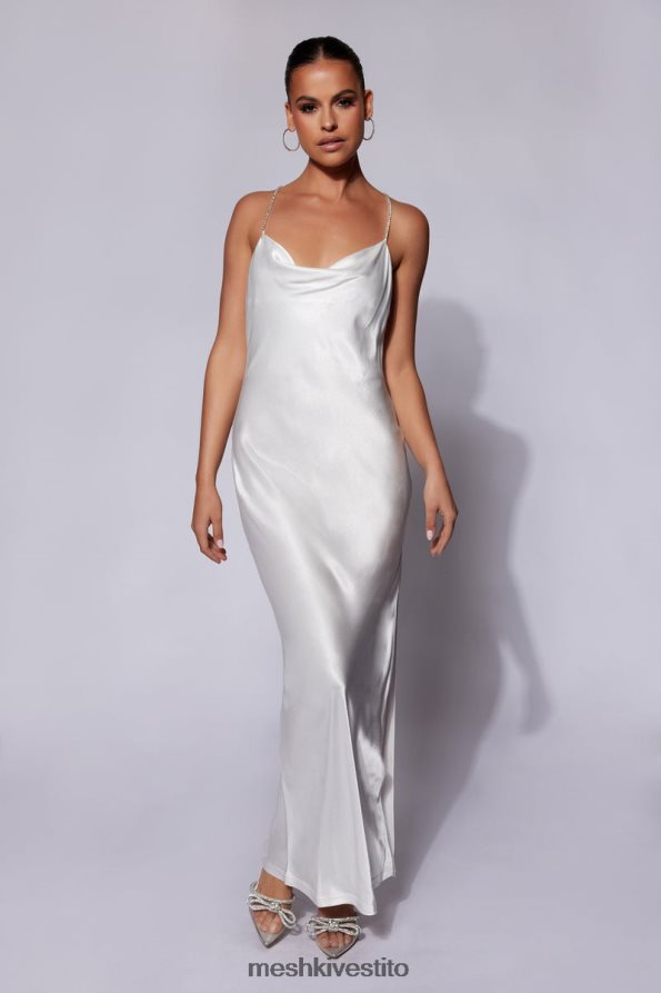 Meshki Sera diamante maxi abito con schiena scollata vestiario bianco 6L048P116