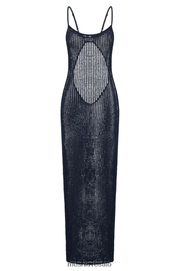 Meshki Vestito lungo Zelda con paillettes all\'uncinetto vestiario marina di mezzanotte 6L048P504