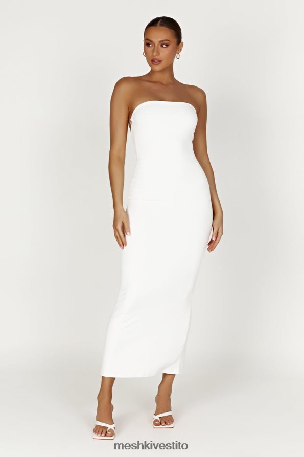 Meshki Vivian maxi abito allacciato senza spalline in nylon riciclato vestiario bianco 6L048P396
