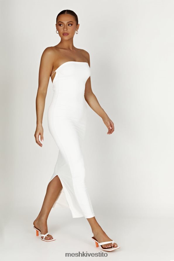 Meshki Vivian maxi abito allacciato senza spalline in nylon riciclato vestiario bianco 6L048P396