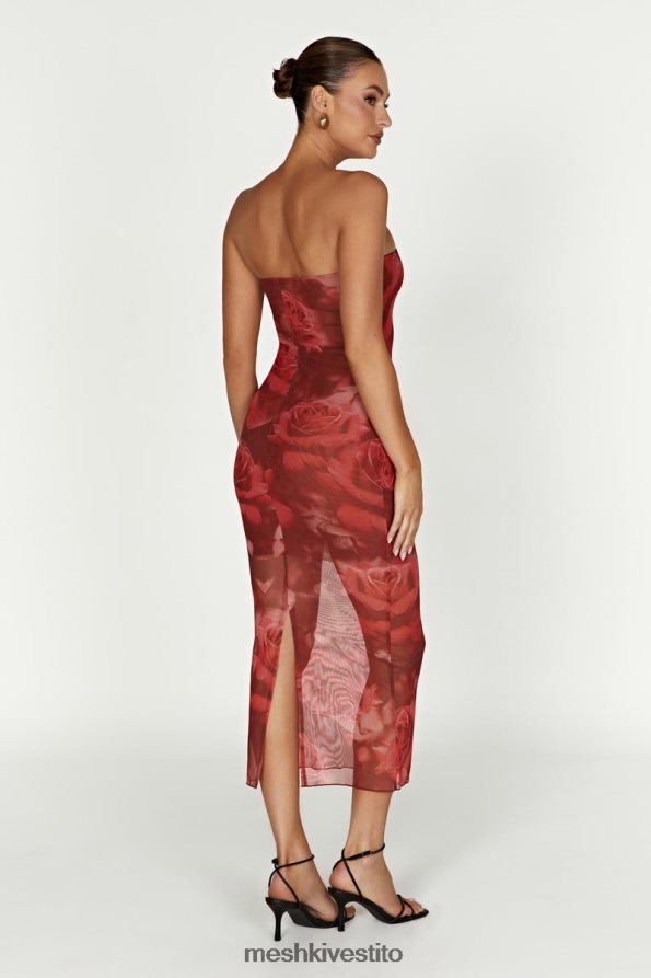 Meshki abito in rete senza spalline Afrodite vestiario stampa di rose oversize 6L048P111