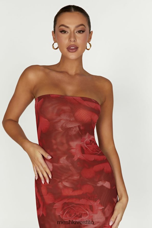 Meshki abito in rete senza spalline Afrodite vestiario stampa di rose oversize 6L048P111
