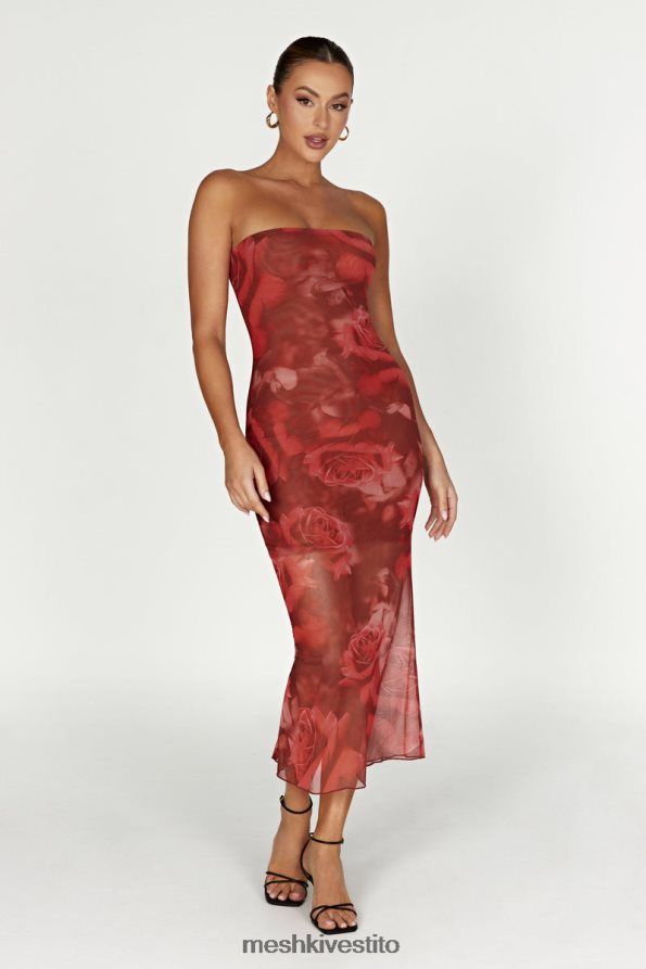 Meshki abito in rete senza spalline Afrodite vestiario stampa di rose oversize 6L048P111