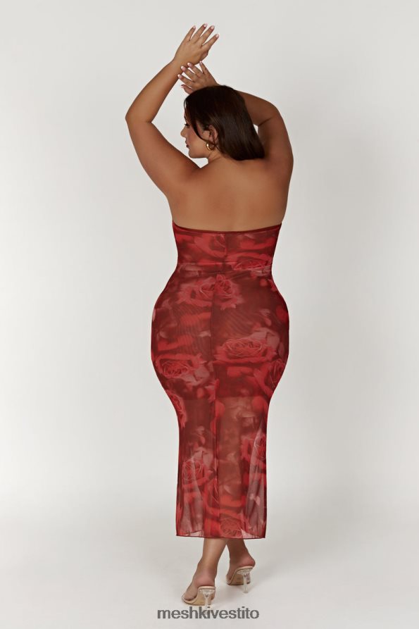 Meshki abito in rete senza spalline Afrodite vestiario stampa di rose oversize 6L048P111