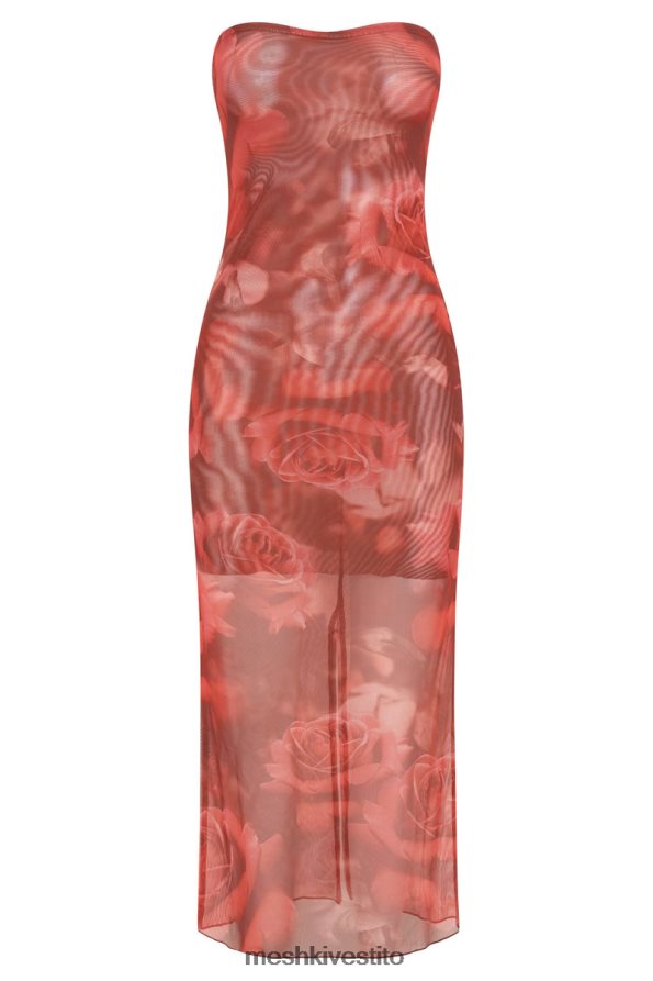 Meshki abito in rete senza spalline Afrodite vestiario stampa di rose oversize 6L048P111