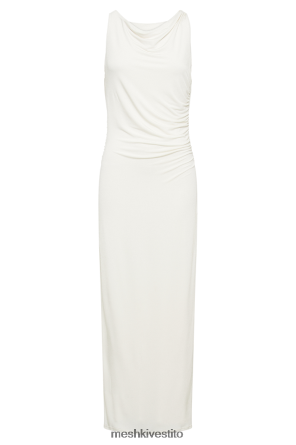 Meshki maxi abito Alika drappeggiato sul davanti vestiario avorio 6L048P3