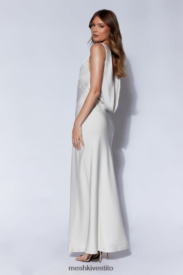 Meshki maxi abito Nadia in satin con scollo posteriore vestiario argento 6L048P66