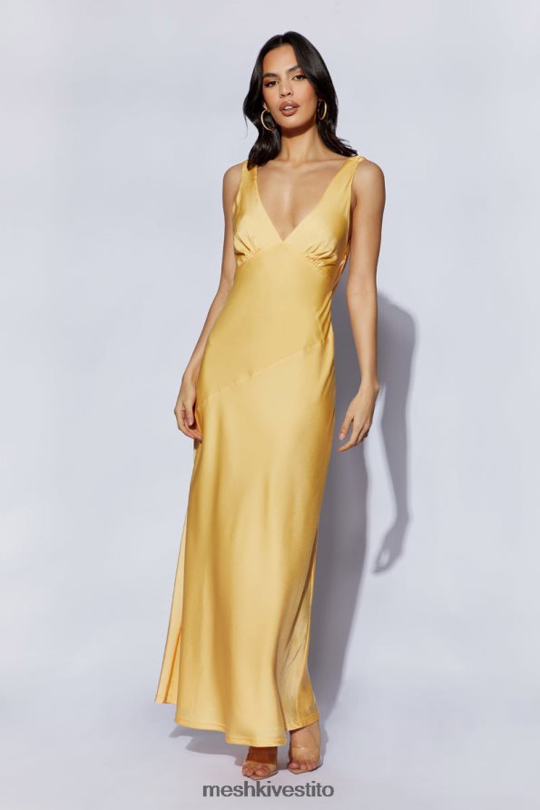 Meshki maxi abito Nadia in satin con scollo posteriore vestiario limone 6L048P11