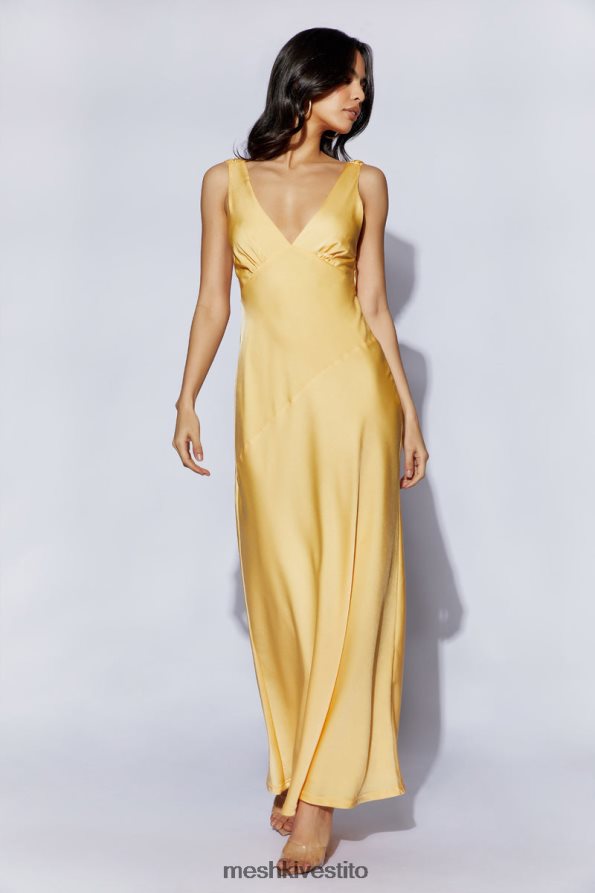Meshki maxi abito Nadia in satin con scollo posteriore vestiario limone 6L048P11