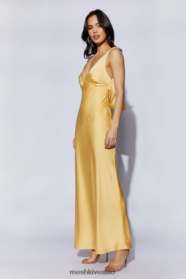 Meshki maxi abito Nadia in satin con scollo posteriore vestiario limone 6L048P11