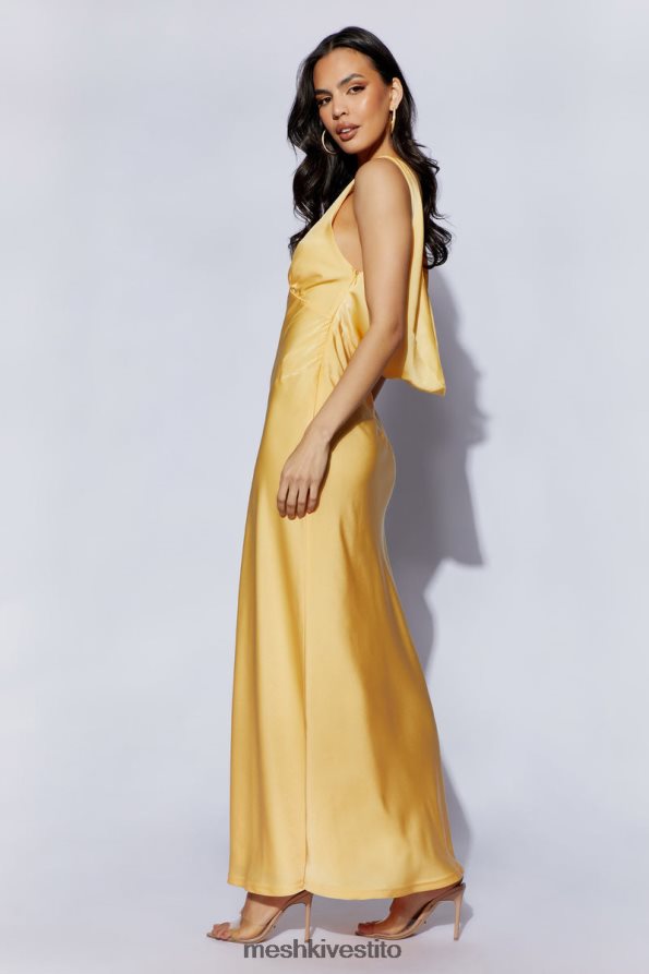 Meshki maxi abito Nadia in satin con scollo posteriore vestiario limone 6L048P11