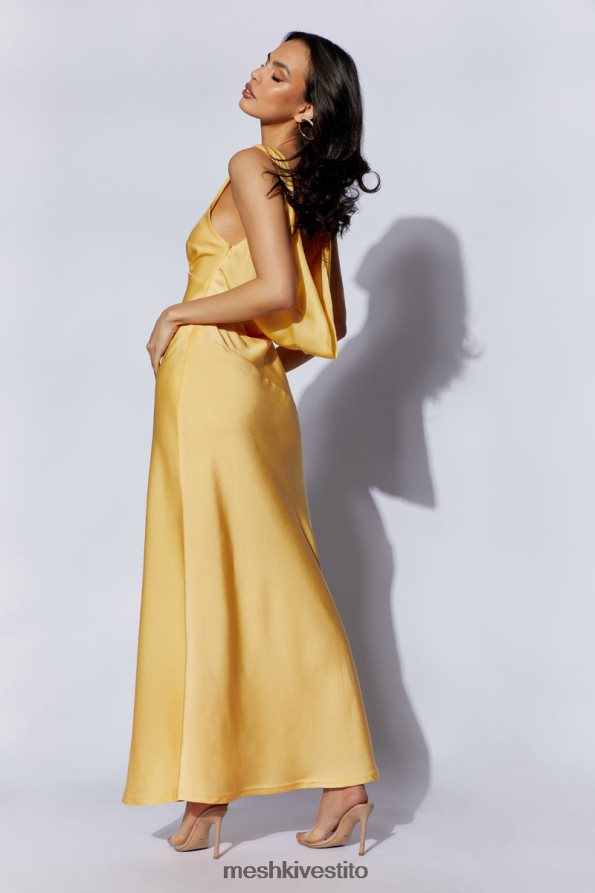 Meshki maxi abito Nadia in satin con scollo posteriore vestiario limone 6L048P11
