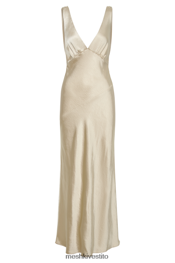 Meshki maxi abito Nadia in satin con scollo posteriore vestiario oro 6L048P150