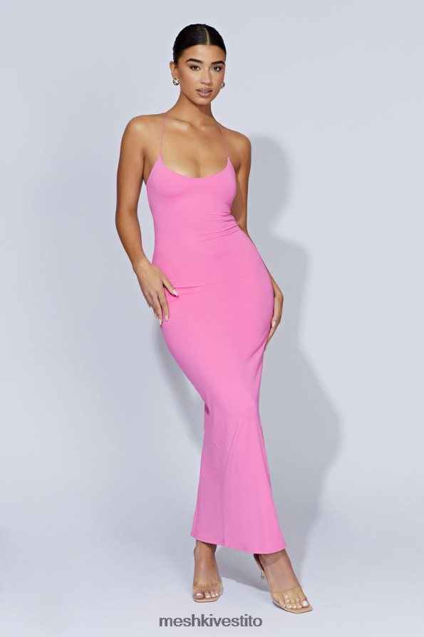 Meshki maxi abito Sabine senza schienale vestiario rosa gomma da masticare 6L048P205