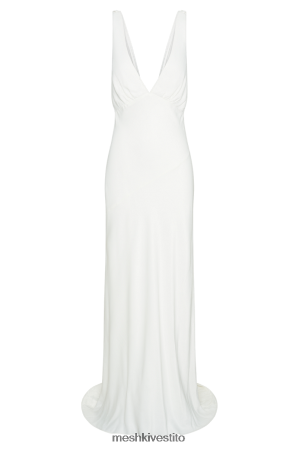 Meshki maxi abito amanza con retro ad anello vestiario bianco 6L048P119