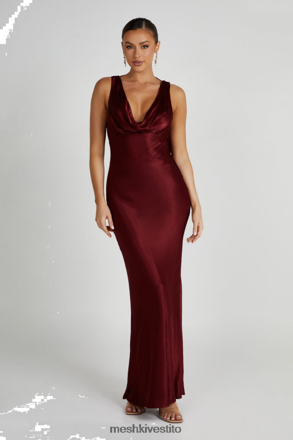 Meshki maxi abito angelique in raso con cappuccio sul retro vestiario bacca 6L048P57