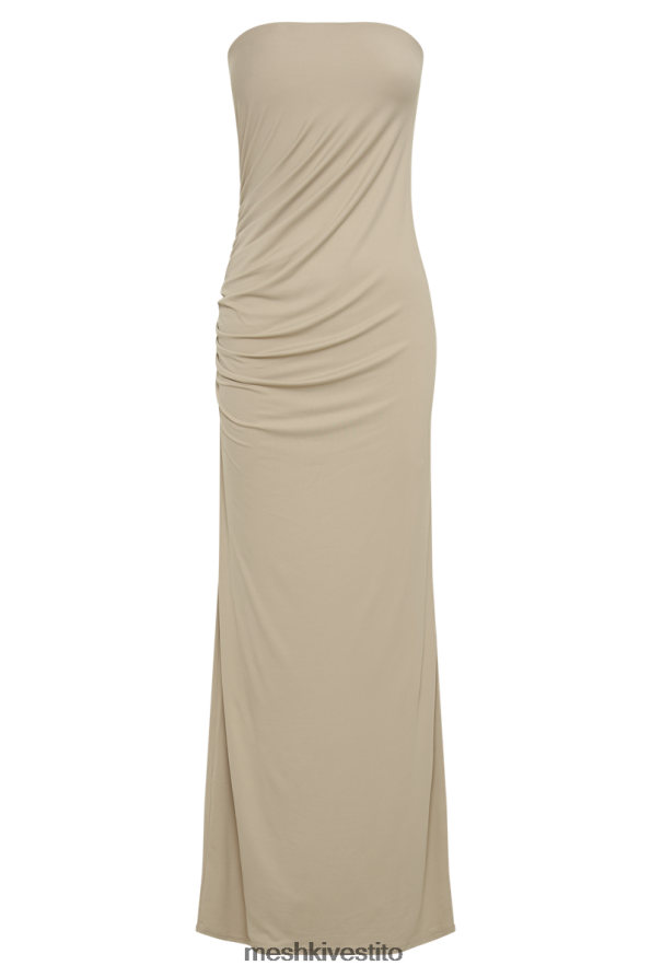 Meshki maxi abito astraea con drappeggio in nylon riciclato vestiario tortora 6L048P303