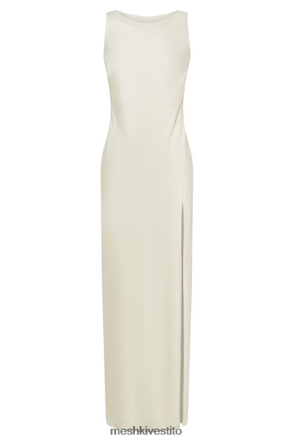 Meshki maxi abito gemima in raso con spacco vestiario avorio 6L048P15