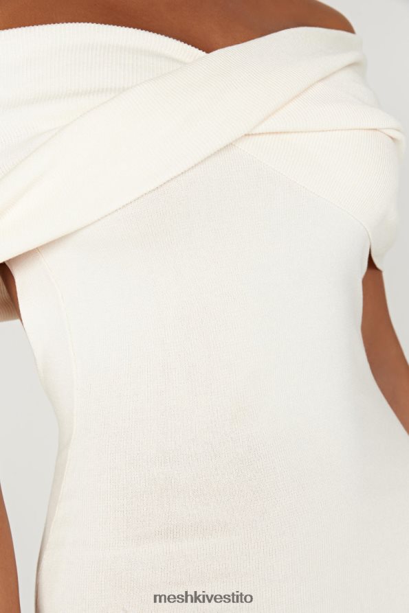Meshki maxi abito in maglia terese con spalle scoperte vestiario crema 6L048P299