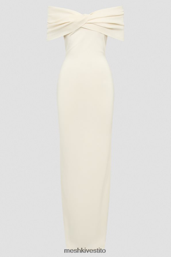 Meshki maxi abito in maglia terese con spalle scoperte vestiario crema 6L048P299