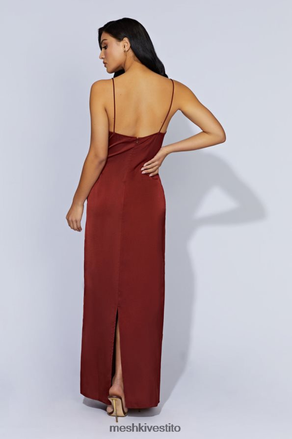 Meshki maxi abito in pizzo impiombato color prugna vestiario cioccolato alla ciliegia 6L048P508