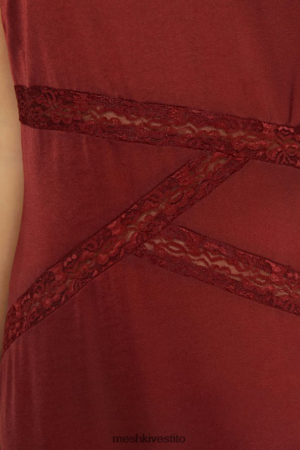Meshki maxi abito in pizzo impiombato color prugna vestiario cioccolato alla ciliegia 6L048P508
