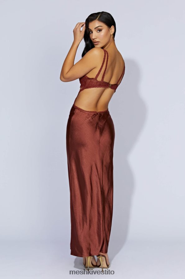 Meshki maxi abito in pizzo serafino vestiario cioccolato alla ciliegia 6L048P696
