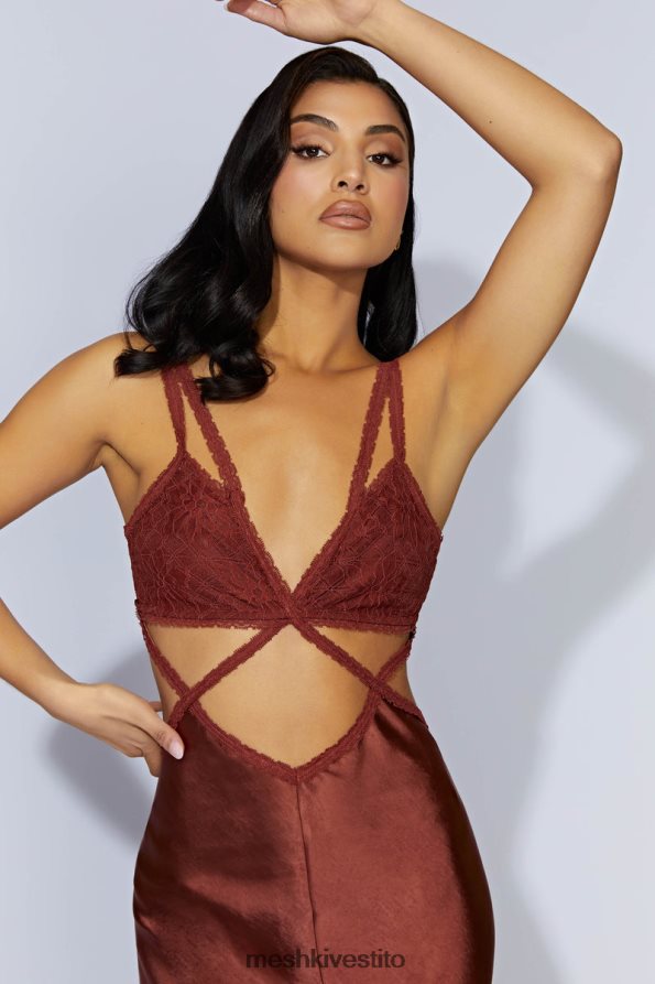 Meshki maxi abito in pizzo serafino vestiario cioccolato alla ciliegia 6L048P696