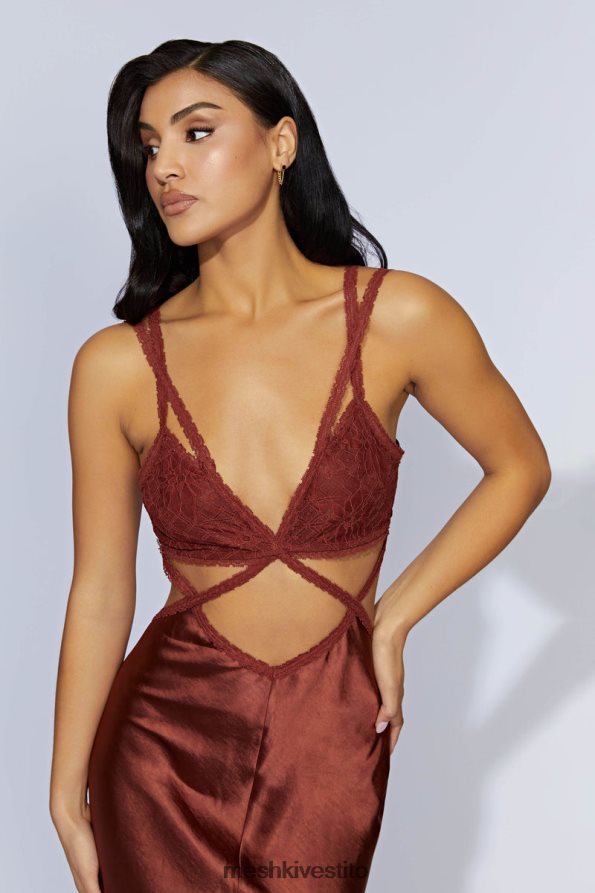 Meshki maxi abito in pizzo serafino vestiario cioccolato alla ciliegia 6L048P696