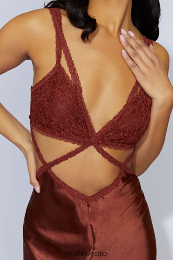 Meshki maxi abito in pizzo serafino vestiario cioccolato alla ciliegia 6L048P696