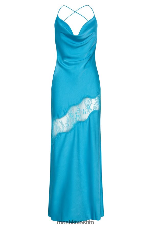 Meshki maxi abito in raso con dettagli in pizzo Chandra vestiario acquamarina 6L048P117