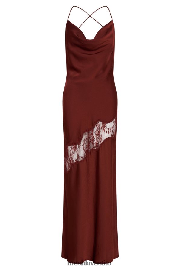 Meshki maxi abito in raso con dettagli in pizzo Chandra vestiario cioccolato alla ciliegia 6L048P85